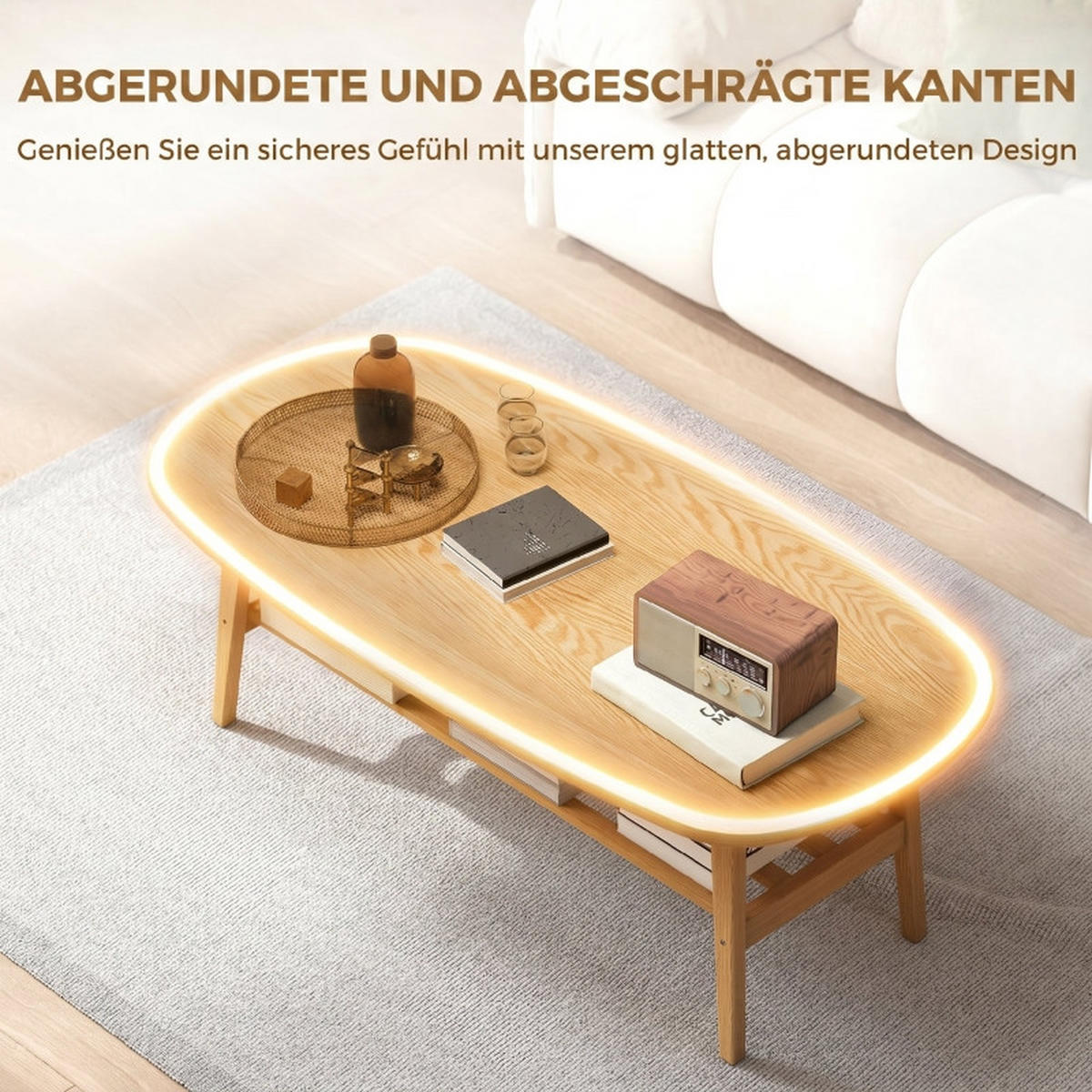 COUCHTISCH 120/60/42 cm mit Ablage DE-39934 Naturholz - Naturfarben, Holzwerkstoff (60/120/42cm) - ComfortXL