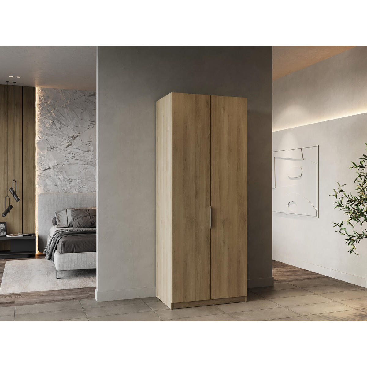KLEIDERSCHRANK, 2 Türen - GHOST - Eiche - 79,4 x 51,1 x 203 cm - Beige, Holz (51.1/203/79.4cm) - Demeyere