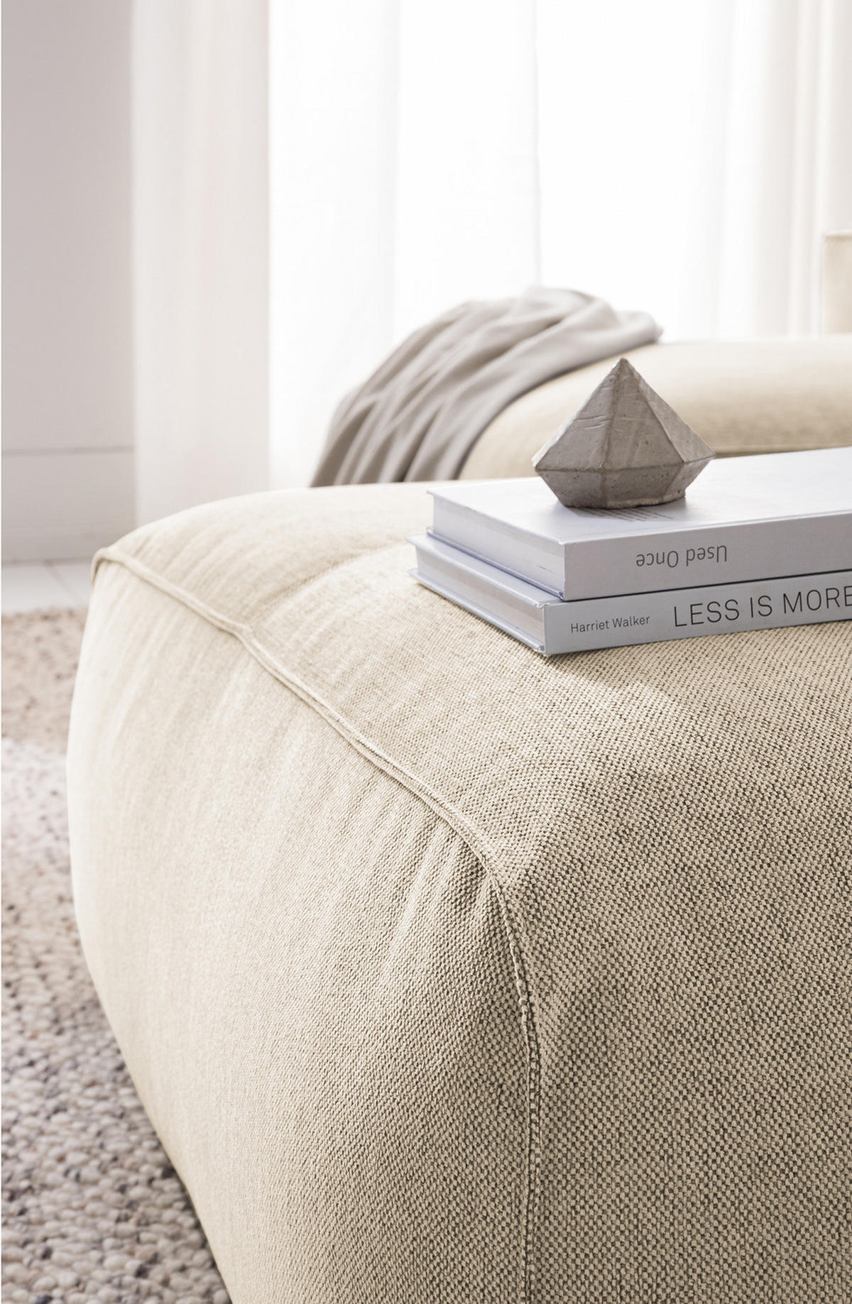 POLSTERHOCKER - Beige/Schwarz, Kunststoff/Textil (81/38/100cm) - home24