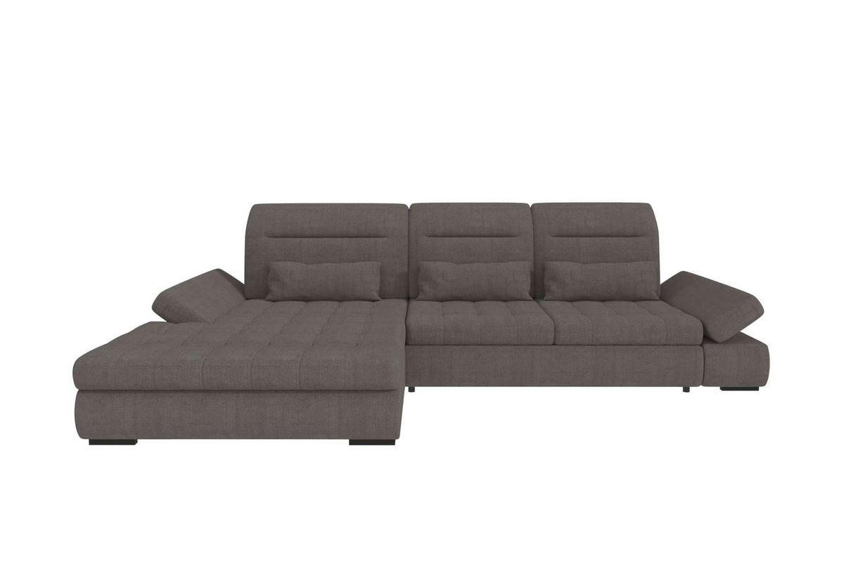 ECKSOFA Toscana Plus Velours inkl. Schlaffunktion - Grau, Textil (179/300cm) - 99rooms