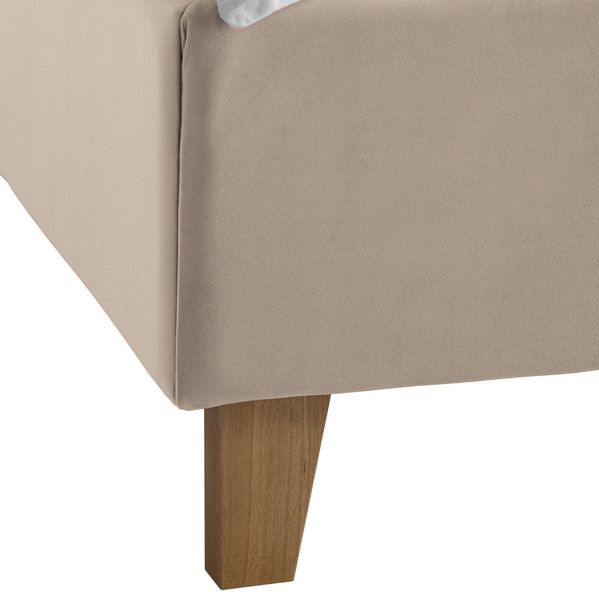 POLSTERBETT - Samt - Beige, Holz/Textil (140/200cm) - home24