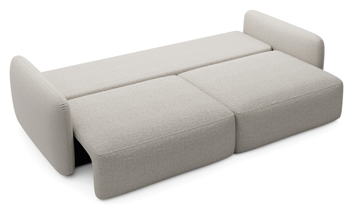 SCHLAFSOFA 240 cm Lumina, Chenille, Bettkasten, Beige - Beige, Holz (238/87/103cm) - Emporius
