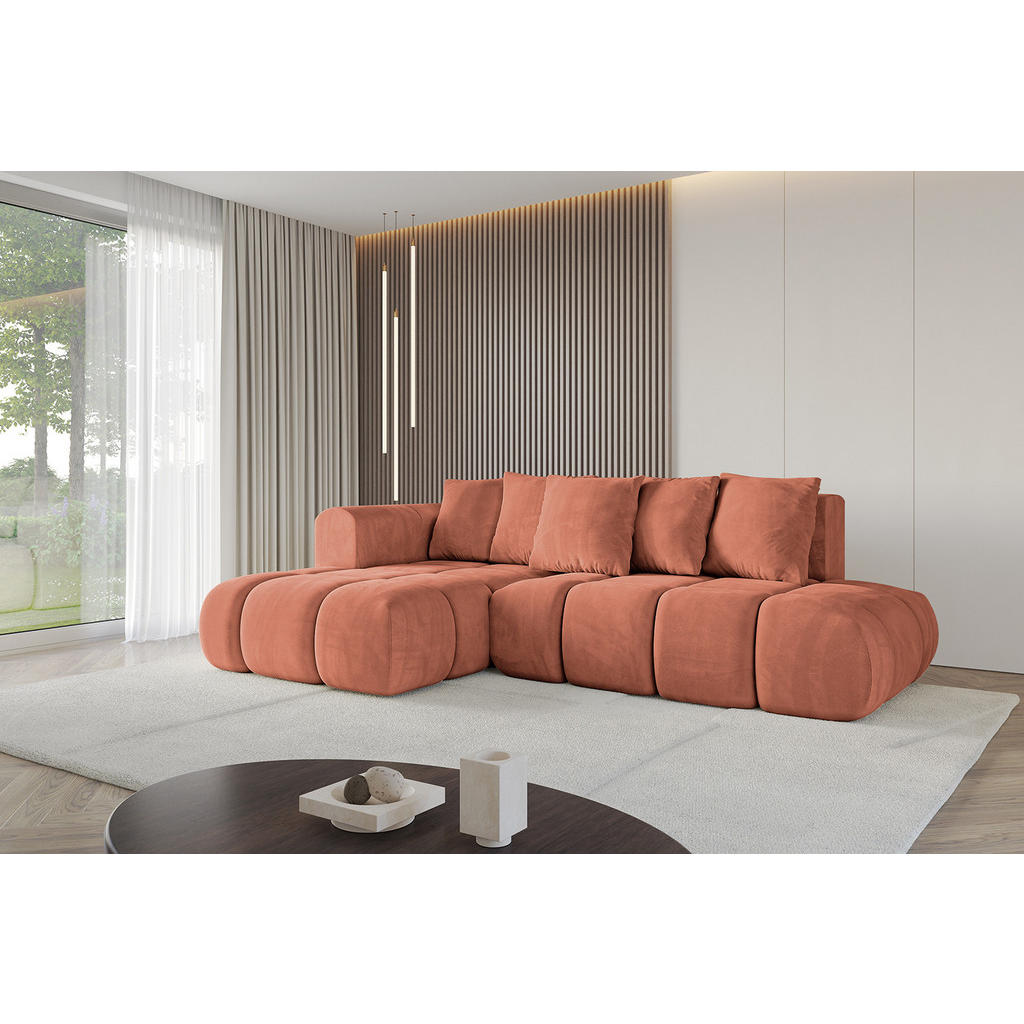 Thumbnail - Altdecor Ecksofa, Koralle, Textil, 4-Sitzer, L-Form, Ottomane links, 289x180 cm, Wohnzimmer, Sofas & Couches, Wohnlandsc...