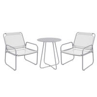 3-TEILIGES Gartenmöbel-Set aus Metall mit Netzstoff & Couchtisch - Grau, Metall - Modfu