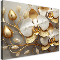 LEINWANDBILD Orchidee glamourös gold 100x70cm - Goldfarben, Textil (100/70cm) - Feeby