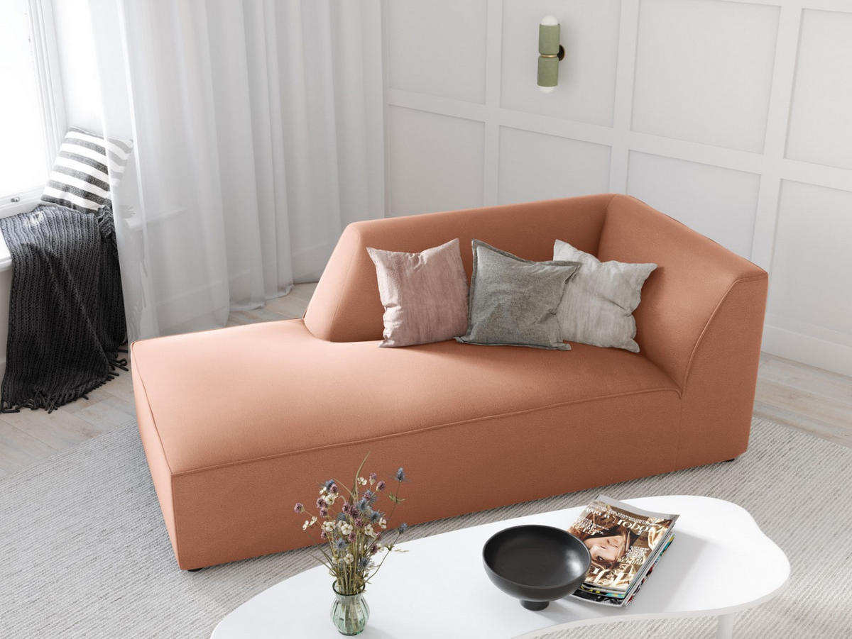 CHAISELONGUE links Ruby aus Samt rosa - Pink, Textil (93/69/180cm) - Micadoni
