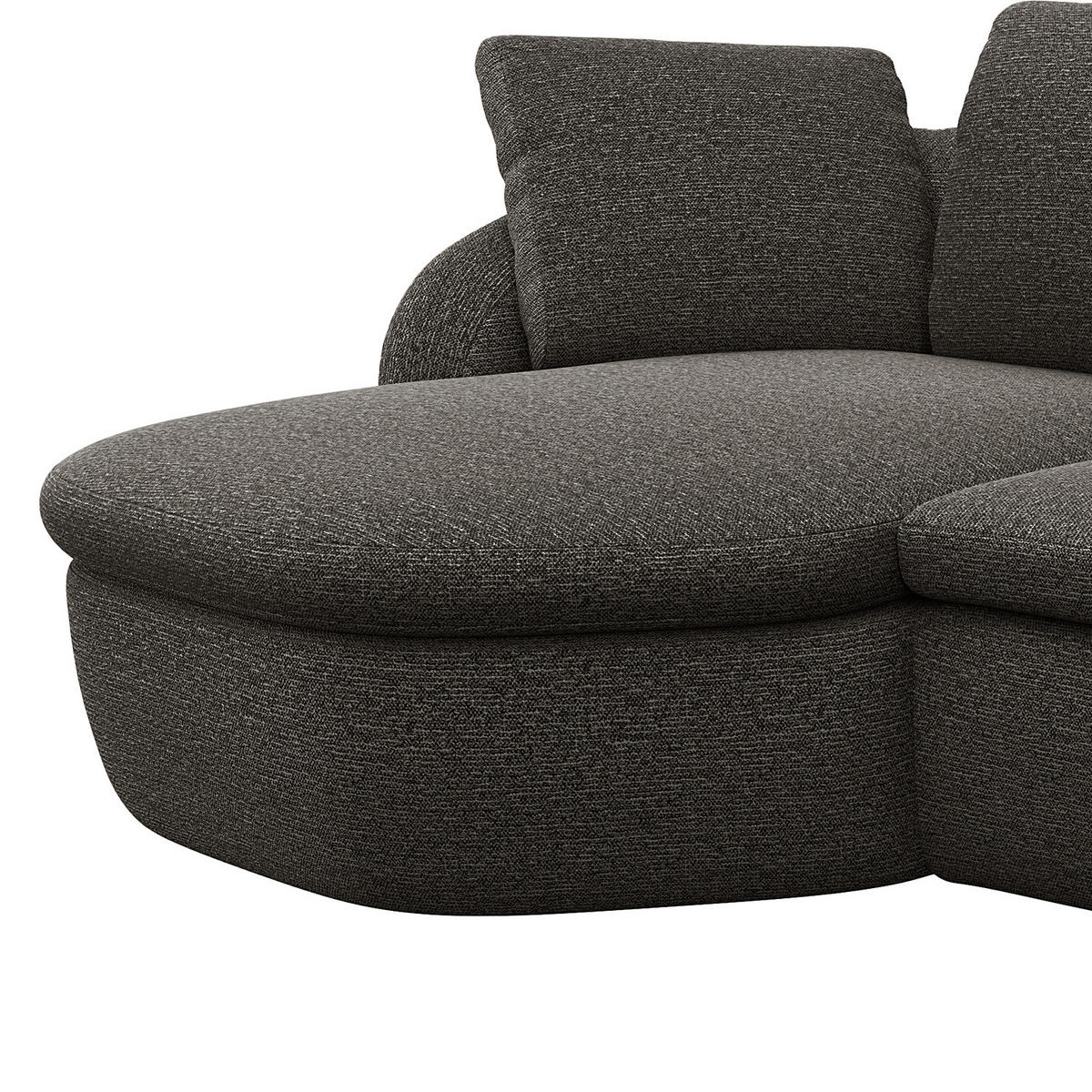 ECKSOFA mit Longchair - Anthrazit/Schwarz, Kunststoff/Textil (276/146cm) - home24