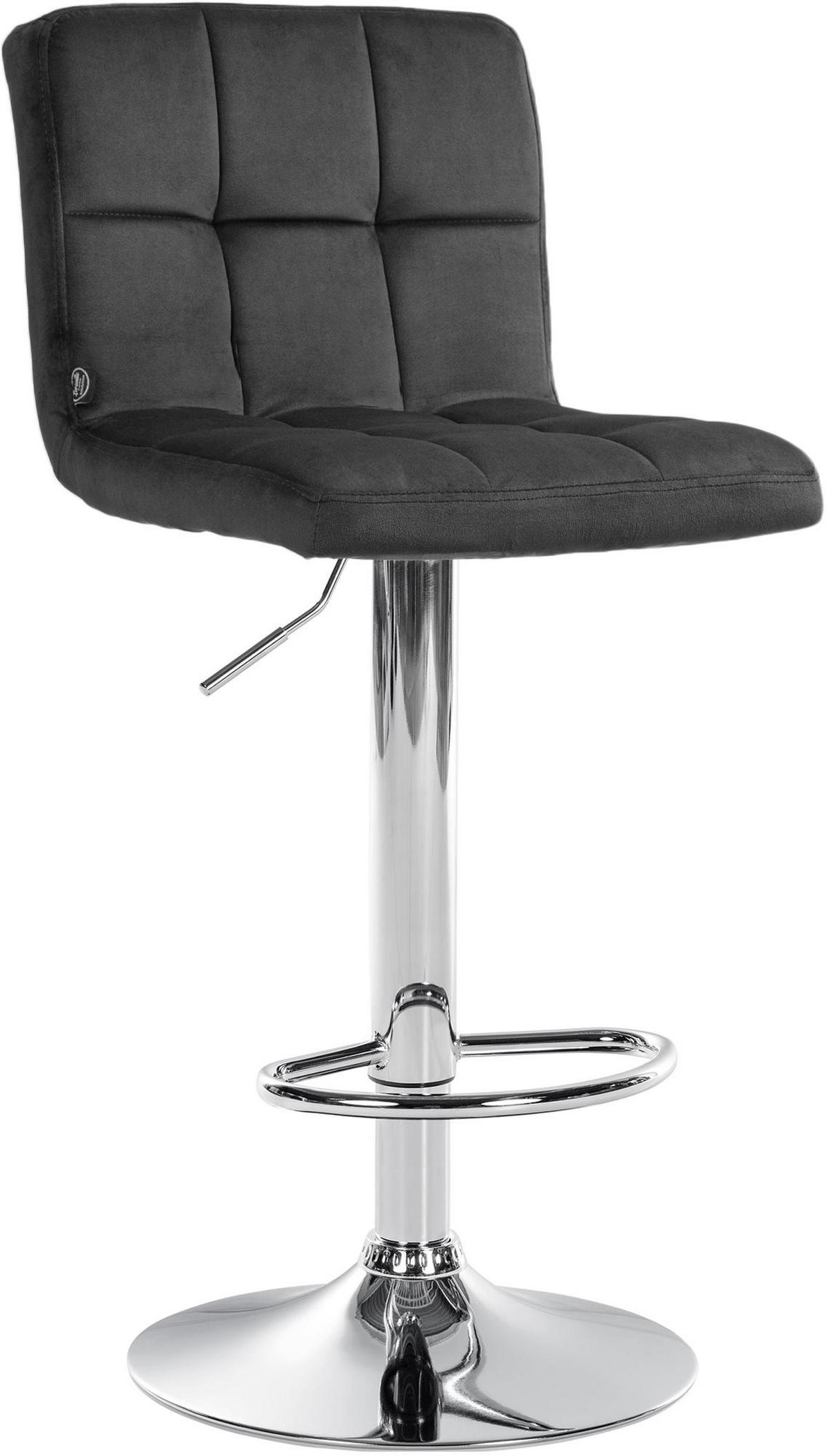 BARHOCKER Samt dunkelgrau - Chromfarben/Dunkelgrau, Textil/Metall (46/94/47cm) - CLP