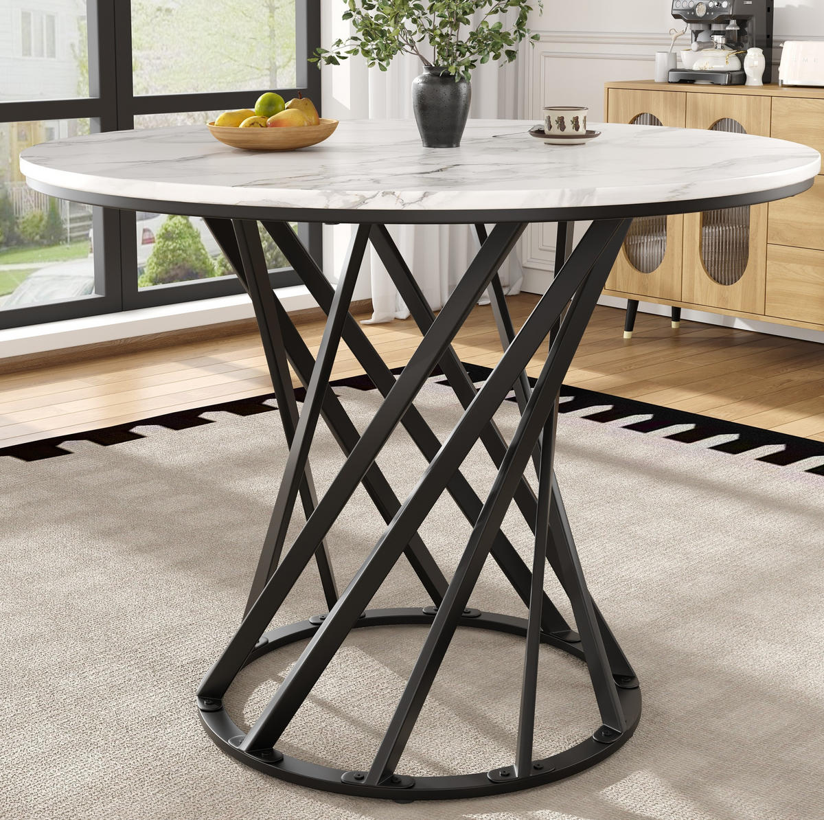 ESSTISCH, MDF-Tischplatte mit Metallgestell, 80/80/76 cm, Schwarz/Weiß - Schwarz, Holzwerkstoff (80/80/76cm) - Redom