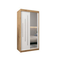 SCHWEBETÜRENSCHRANK 200/100/62 2-türig - Silberfarben/Weiß, Holz/Kunststoff (100/200/62cm) - Abiks Möbel