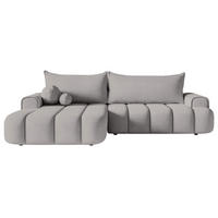 ECKSOFA Dandelino Grau mit Samtbezug, links - Schwarz/Grau, Kunststoff/Textil (271/172cm) - Selsey
