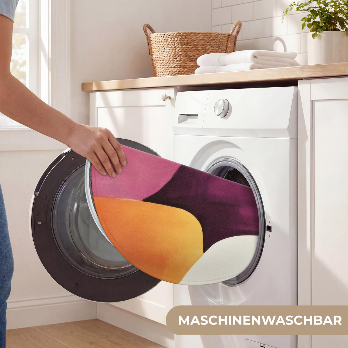 KOUPELNOVÁ PŘEDLOŽKA Tvary - abstraktní - barevné 70x70 cm - terakotová, textil/plast (70/70cm) - OnlyWow
