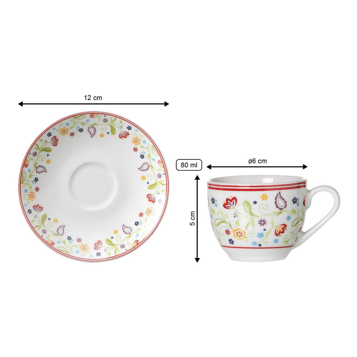 ESPRESSOTASSE MIT UNTERTASSE Shanti bunt 80 ml - Multicolor, Keramik (12/7/12cm) - Ritzenhoff Breker