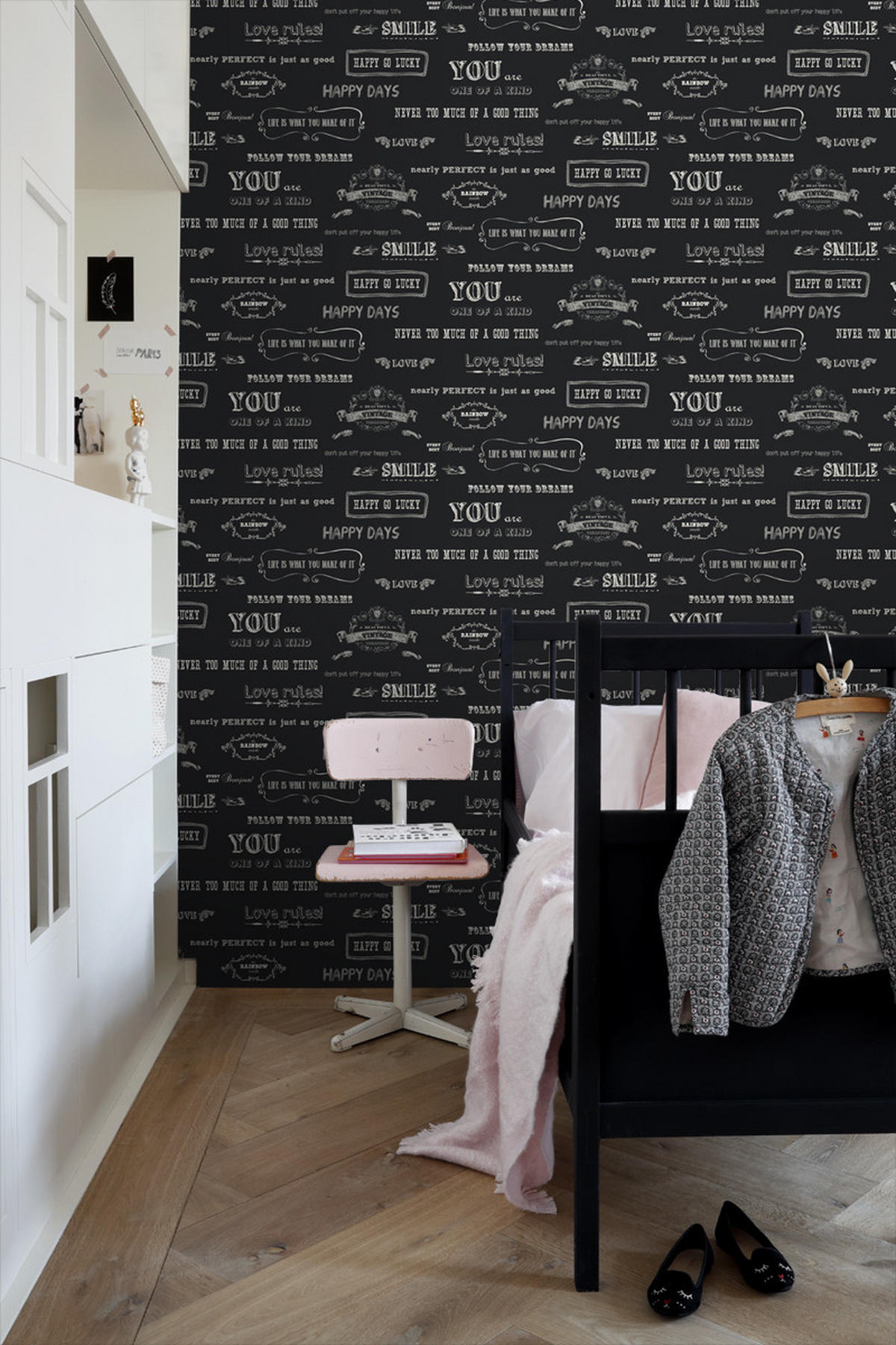 TAPETE Kreidetafel-Sprüche 53 cm x 10.05 m - Schwarz, Papier (53/1000cm) - ESTAhome