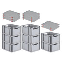 EUROBOX 8x Nextgen Economy Mit Auflagedeckel Grau/Rot Griffe Offen 20 Liter - Rot, Kunststoff (30/22/40cm) - PROREGAL