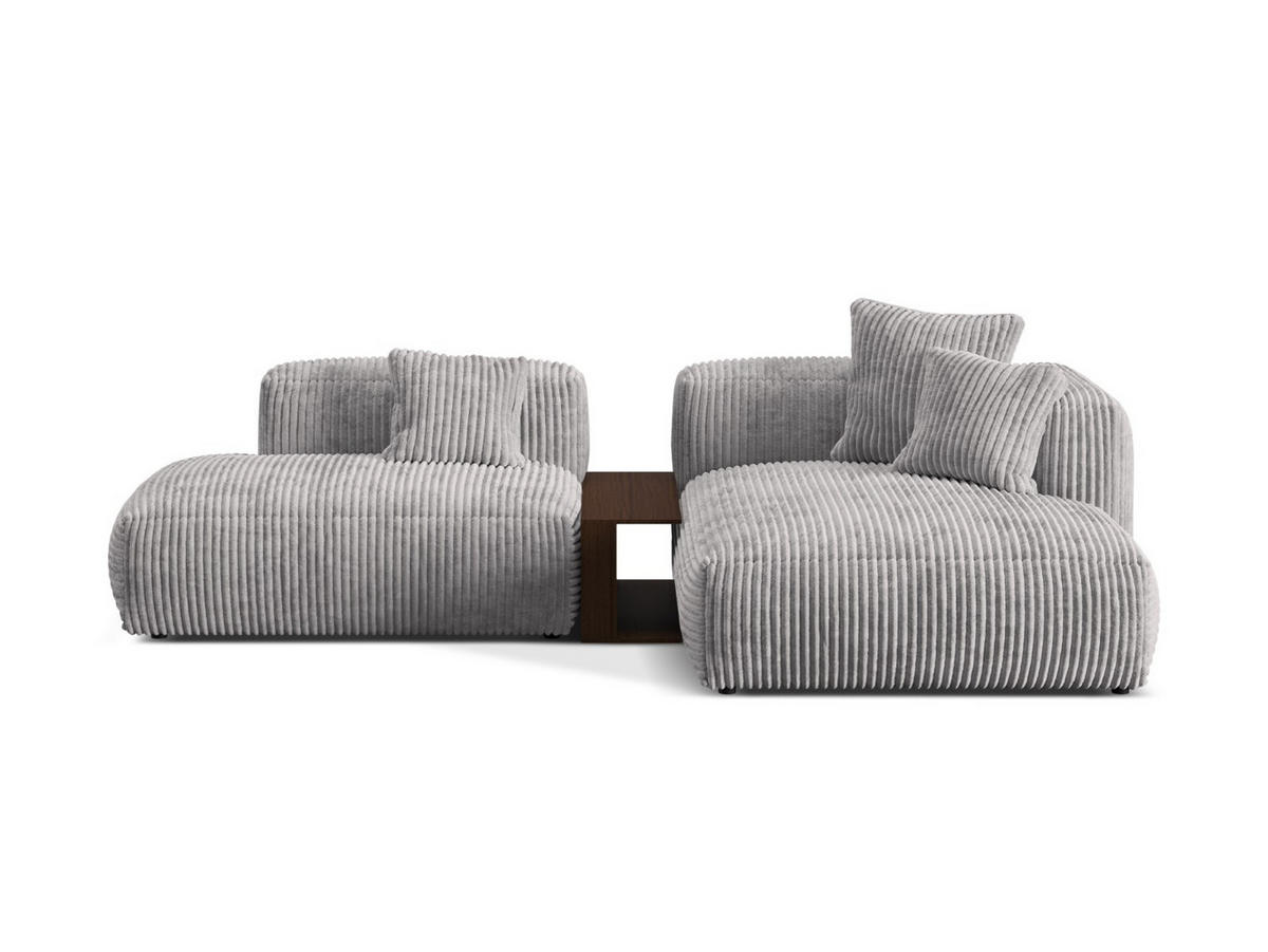 ECKSOFA modular rechts Martina aus Cord hellgrau 2 Sitzplätze - Hellgrau, Textil (176/285cm) - Micadoni