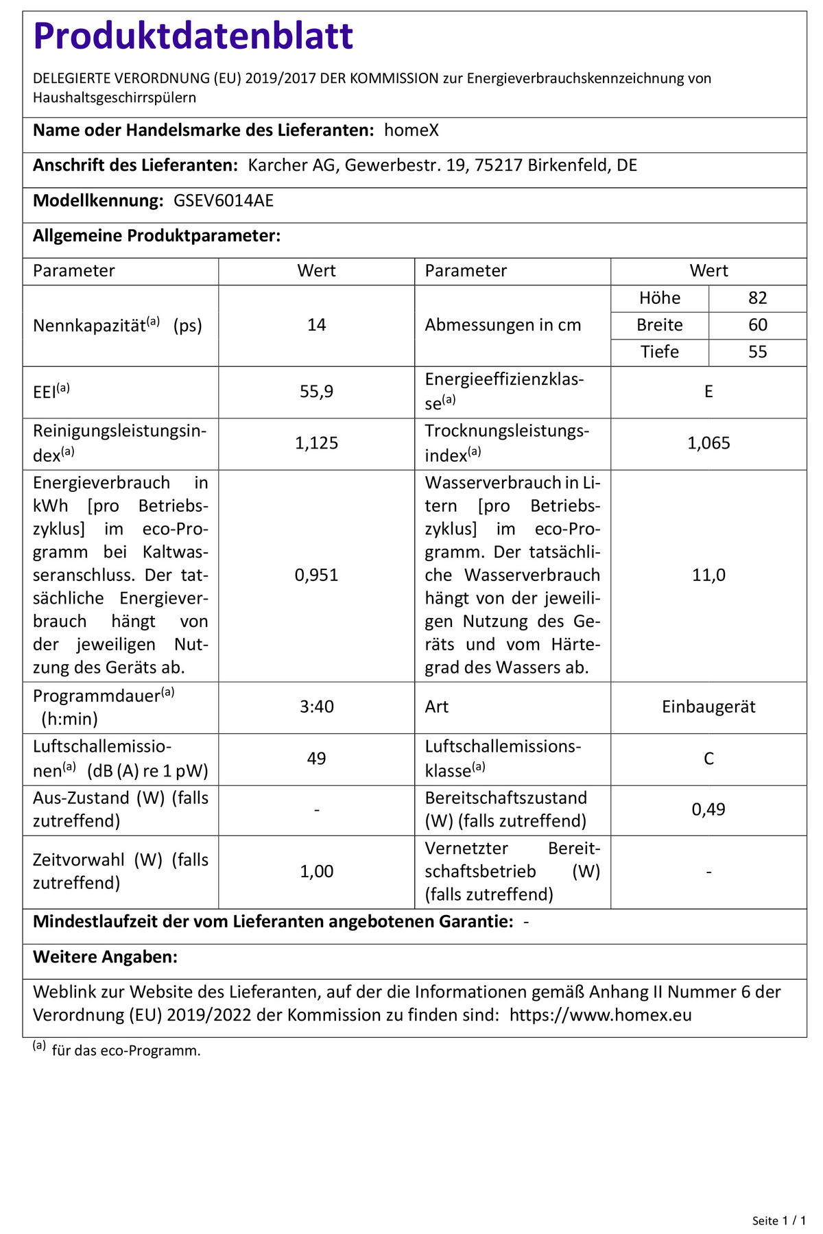 GESCHIRRSPÜLER vollintegriert 60 cm, Einbau Spülmaschine, 14 Maßgedecke, 5 Programme, AquaStop, höhenverstellbarer Oberkorb - Weiß, Kunststoff/Metall (60/82/55cm) - homeX