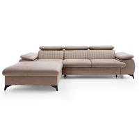 ECKSOFA 280 cm Xanto M, Schlaffunktion, verstellbaren Kopfstützen, Links, Hellbraun - Hellbraun, Holz (280/193cm) - Emporius