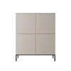 HIGHBOARD Bemmi Beige mit schwarzen Beinen 4-türig 100 cm - Beige/Schwarz, Holzwerkstoff/Metall (100/120.5/35cm) - Selsey