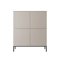 HIGHBOARD Bemmi Beige mit schwarzen Beinen 4-türig 100 cm - Beige/Schwarz, Holzwerkstoff/Metall (100/120.5/35cm) - Selsey