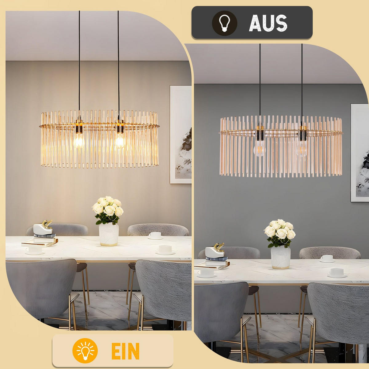 PENDELLEUCHTE BALDWIN Ⅲ 25/60/150 cm - Goldfarben, Metall (25/60/150cm) - Nettlife
