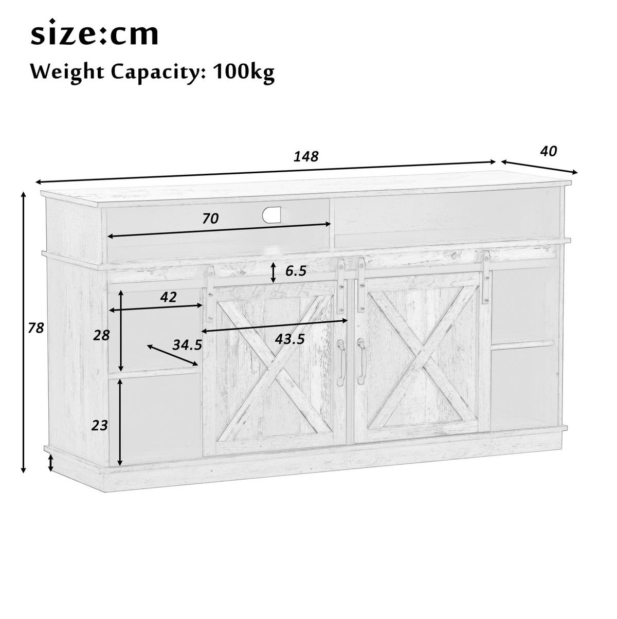 TV-SCHRANK in Braun mit Schiebetüren und verstellbaren Regalen 148/40/78 cm - Braun, Holzwerkstoff (148/78/40cm) - Redom