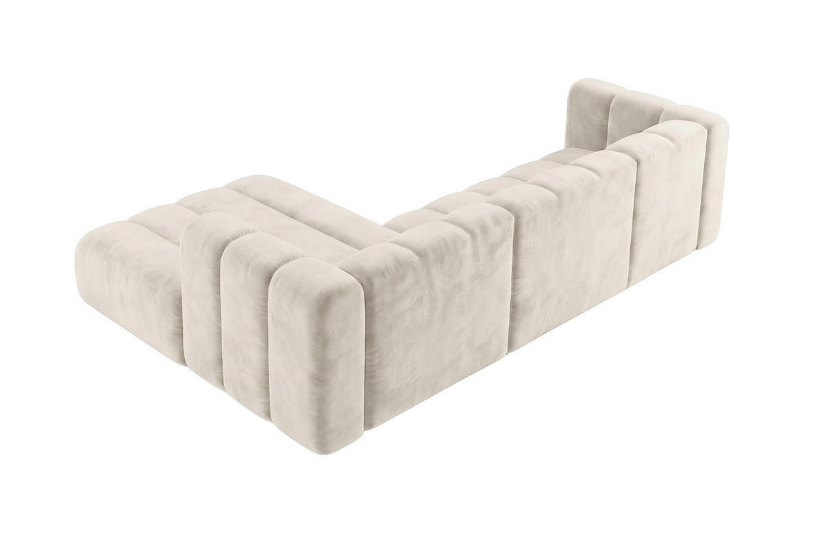 ECKSOFA Modulares In L-Form, Velvet-Stoff Riviera, Ecru, Links, GRAND 287 cm - Creme, Holz (287/179cm) - Kaiser Möbel