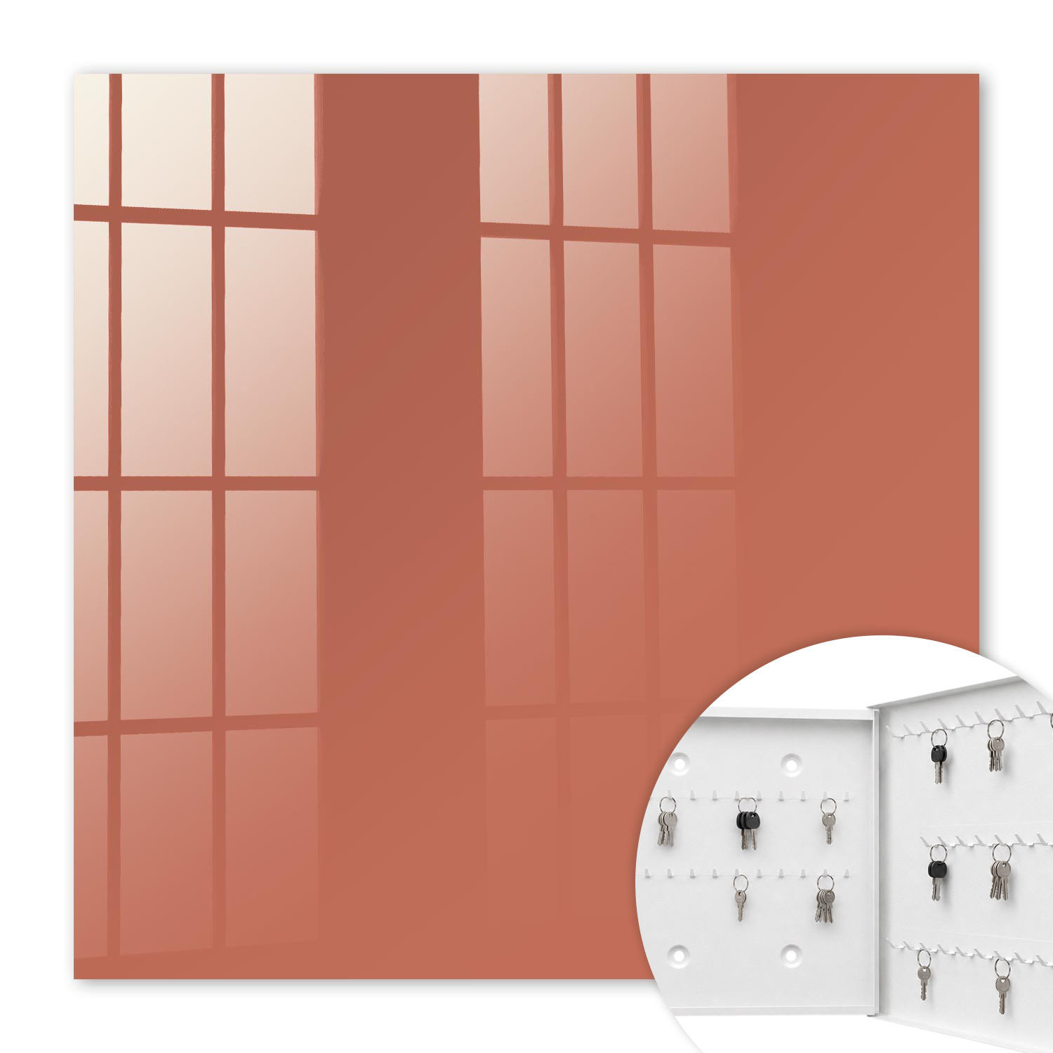 SCHLÜSSELBOX Weiß 30x30 cm – Türöffnung nach rechts - Ziegelfarbe - Orange, Metall (30/30/5cm) - TULUP