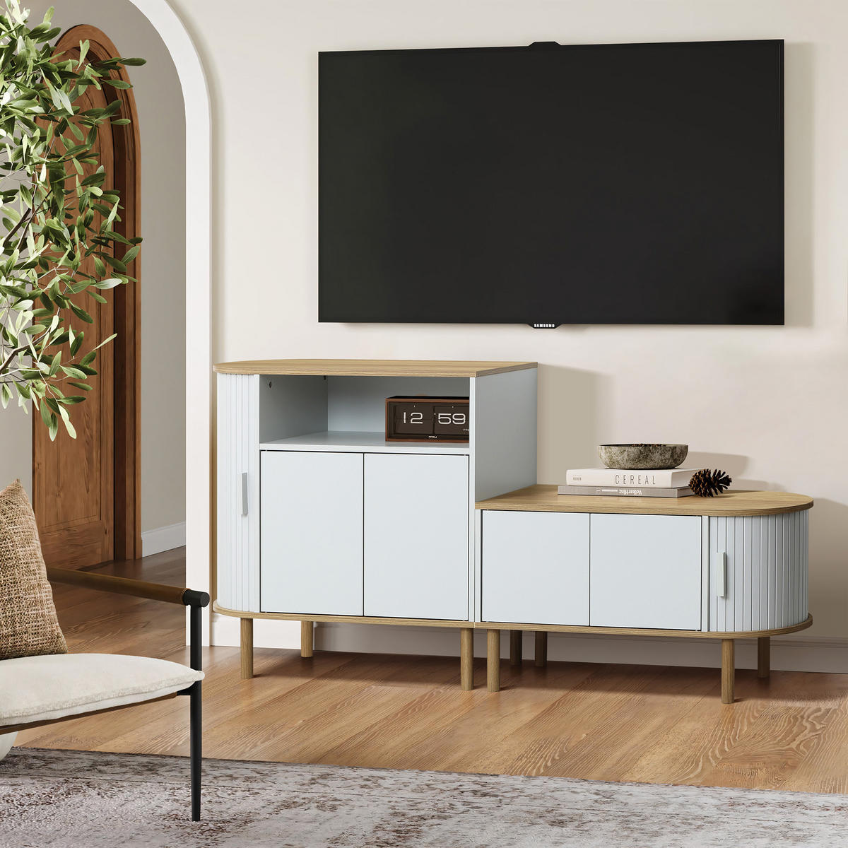 COUCHTISCH mit 2 Türen | B80 x T40 x H45 cm - Grau, Holzwerkstoff (40/80/45cm) - Hometopia