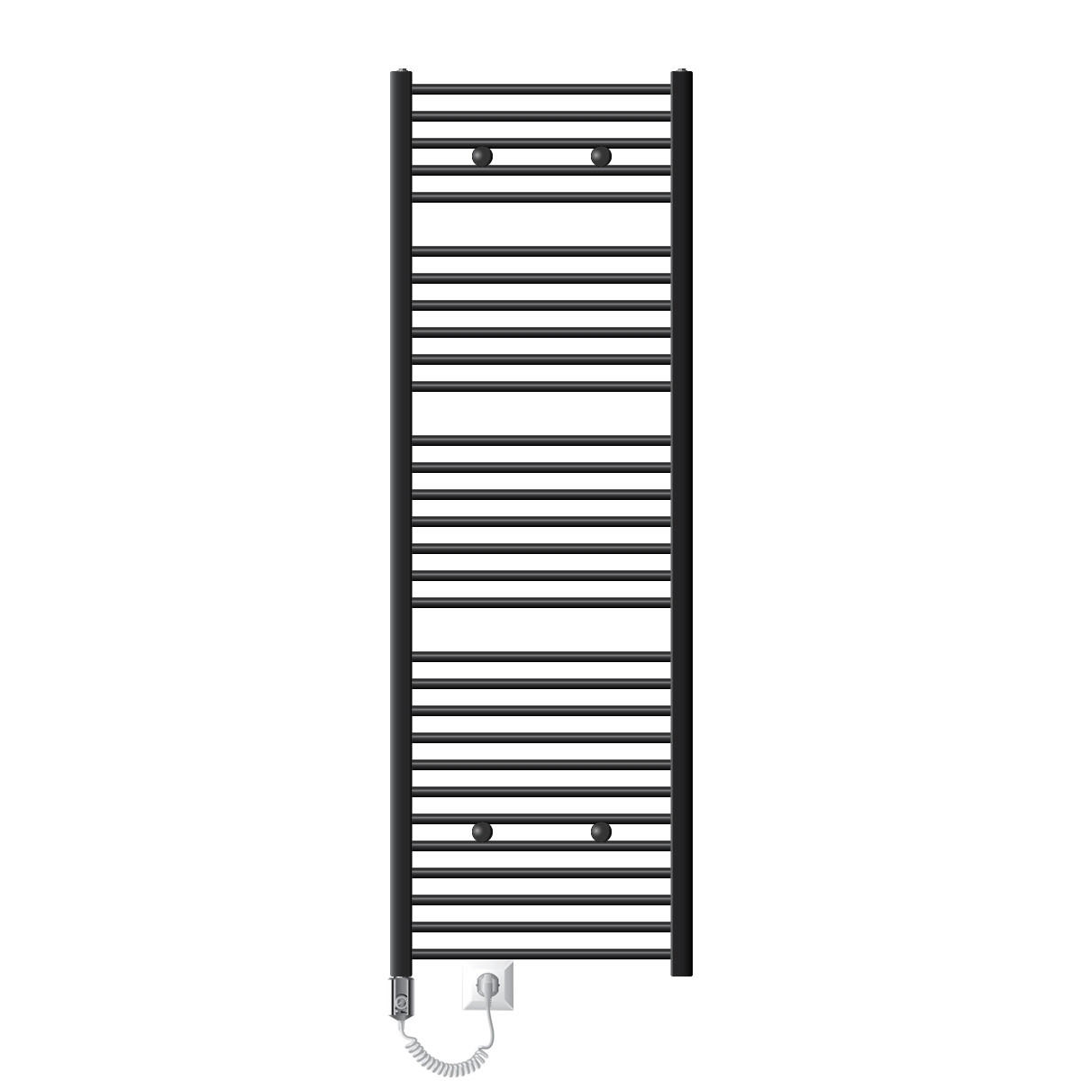 BADHEIZKÖRPER elektrisch Sahara 600x1800 mm Anthrazit gerade mit Heizstab 900W - Anthrazit, Metall (3/180/60cm) - LuxeBath