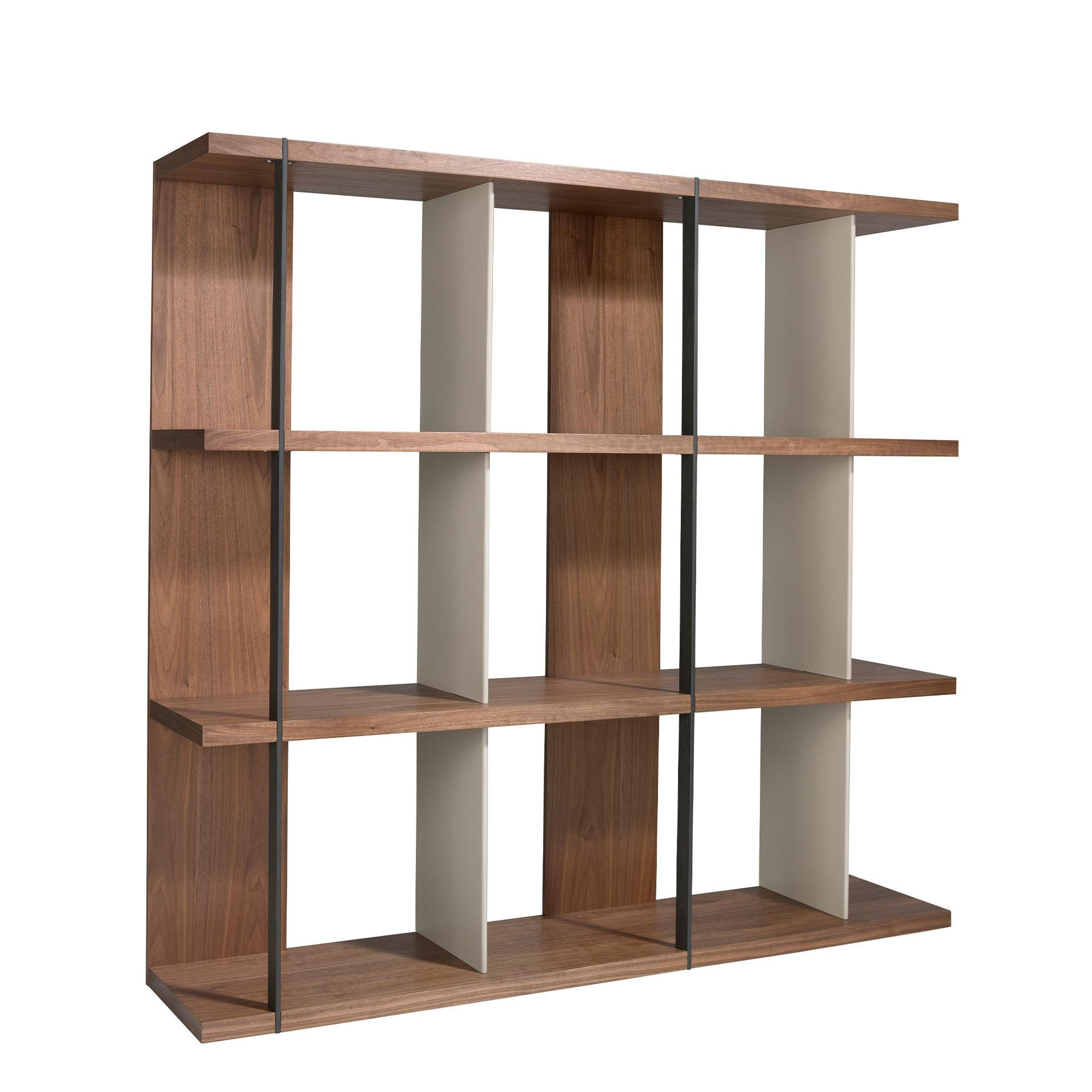 REGAL Regal aus Nussbaum und grauem Holz 180/40/170 cm - Walnussfarben/Schwarz, Holz (180/170/40cm) - ANGEL CERDA