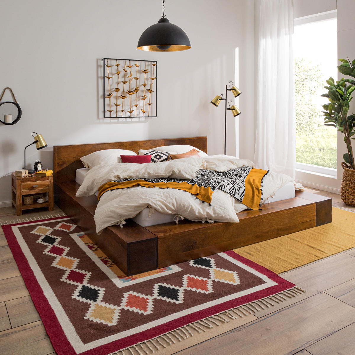 MASSIVHOLZBETT - Mango massiv, 230/71/235 cm - Naturfarben, Holz (180/200cm) - home24