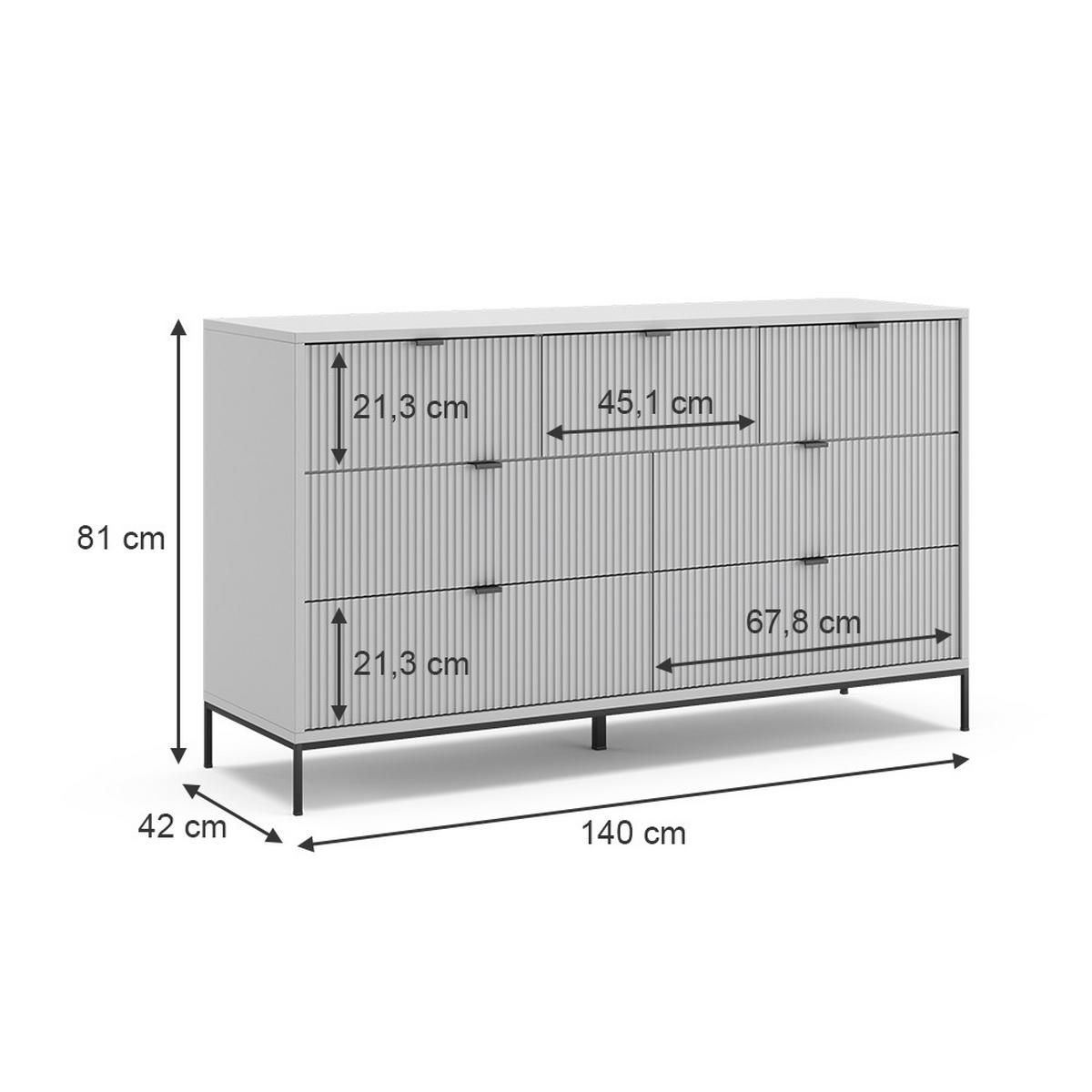 SIDEBOARD Eliza Grau 140 x 81 cm - Grau, Holzwerkstoff (140/81/42cm) - Vicco