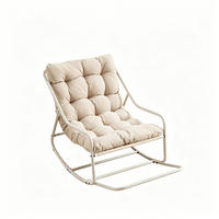 SCHAUKELSTUHL mit Dickem Kissen,Beige Metallrahmen für Garten Balkon Wohnzimmer - Beige, Metall (75/82/116cm) - PARAFTA HOME