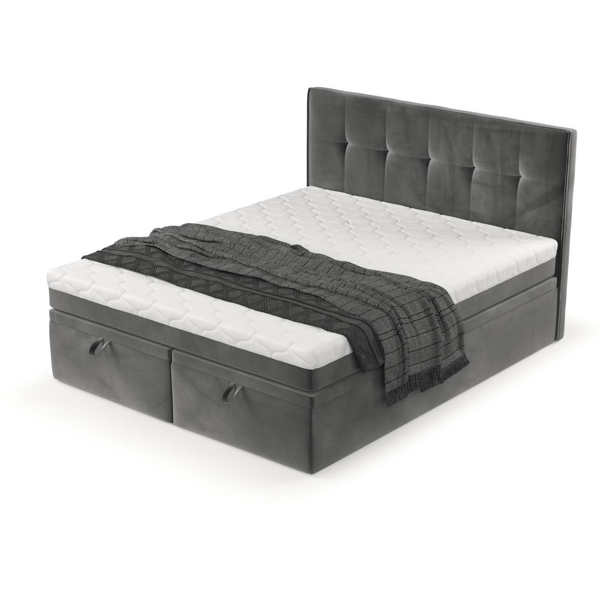 BOXBETT Arivo 160/200 cm Grau im Kronos Stoff - Schwarz/Grau, Holz/Holzwerkstoff (160/200cm) - AltaBeds