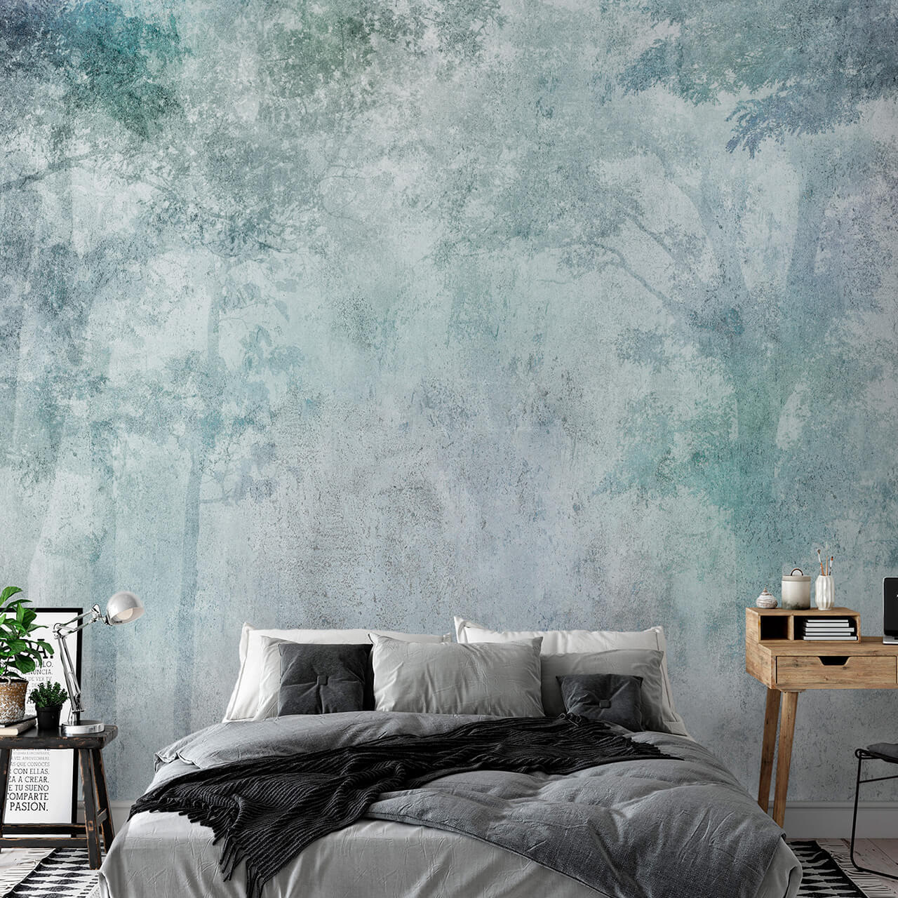 SELBSTKLEBENDE FOTOTAPETE 392/280 cm - Grau/Grün, Kunststoff/Textil (392/1cm) - KUNSTLOFT