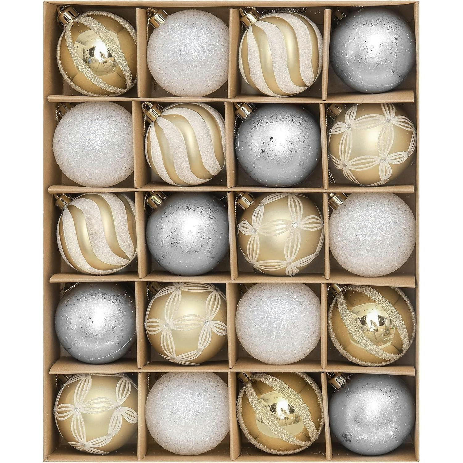 WEIHNACHTSKUGELN 20-teiliges Set 6 cm Kunststoff Gold Weiß - Multicolor, Kunststoff (302/6/242cm)