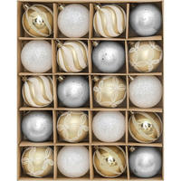 WEIHNACHTSKUGELN 20-teiliges Set 6 cm Kunststoff Gold Weiß - Multicolor, Kunststoff (302/6/242cm)