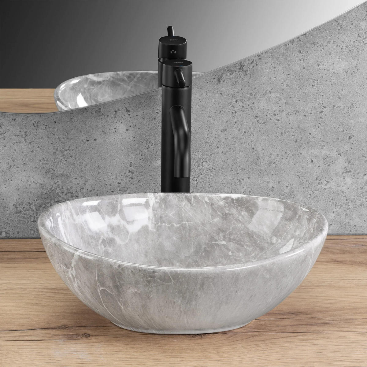 AUFSATZWASCHBECKEN SOFIA MINI GRIGIO 35/26/12,5 cm - Grau, Keramik (35/12.5/26cm) - REA