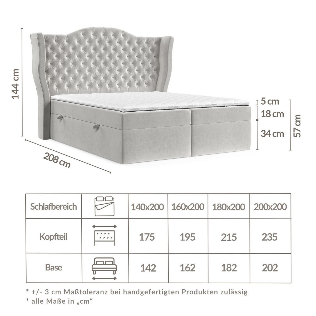 BOXBETT Royal Rosa 160/200 cm im Samtstoff - Pink/Schwarz, Holz/Holzwerkstoff (160/200cm) - Maison de Reve