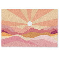 FUSSMATTE Berge - Abstrakt - Sonnenstrahlen - Rosa Sauberlaufmatte 90x60 cm - Rosa, Kunststoff (90/0.4cm) - MuchoWow