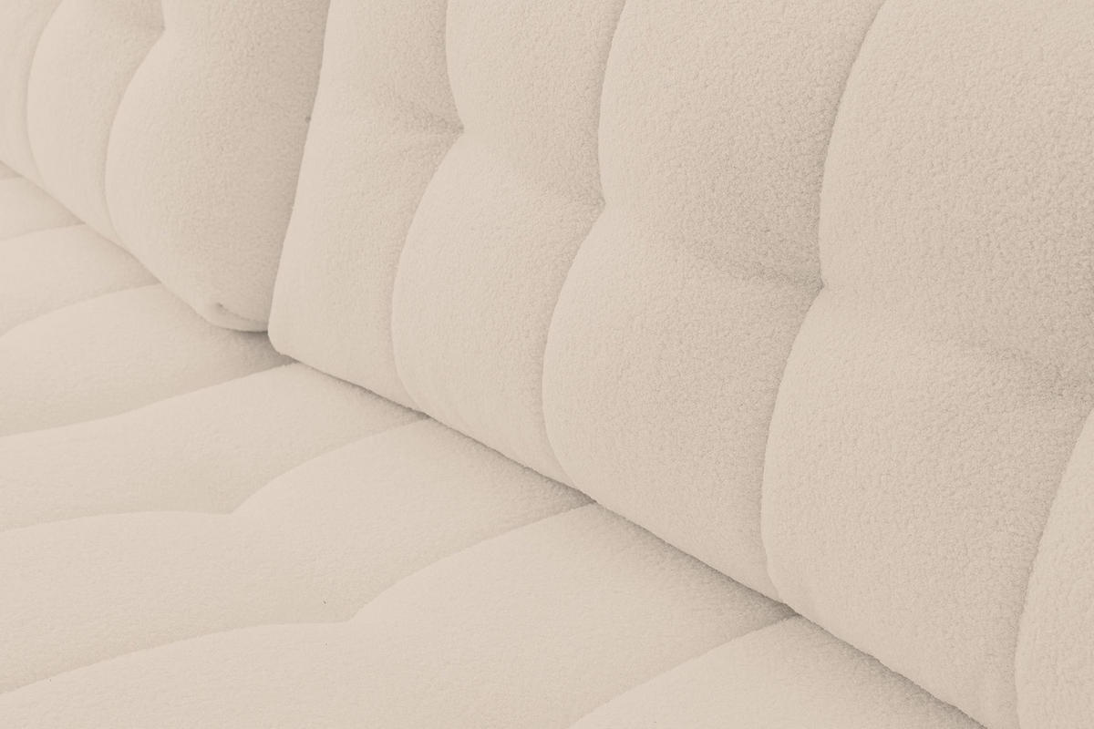ECKSOFA Masina Hellbeige, Schlafsofa aus Veloursstoff - Creme, Holzwerkstoff (245/143cm) - Bettso