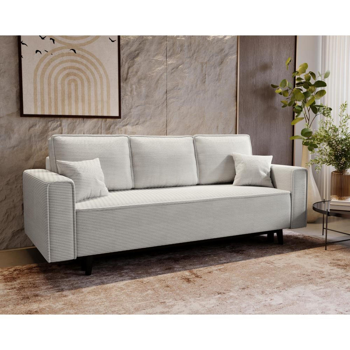 3-SITZER SOFA Monte mit Schlaffunktion beige - Beige, Textil (225/73/95cm) - Beautysofa
