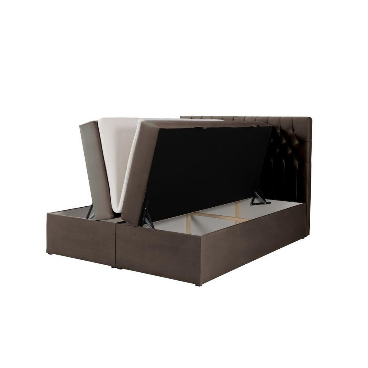 BOXBETT Dora mit Bonnelmatratze und Topper, 160x200, Dunkelbraun - Dunkelbraun, Holzwerkstoff (160/200cm) - AN-Moebel 4u