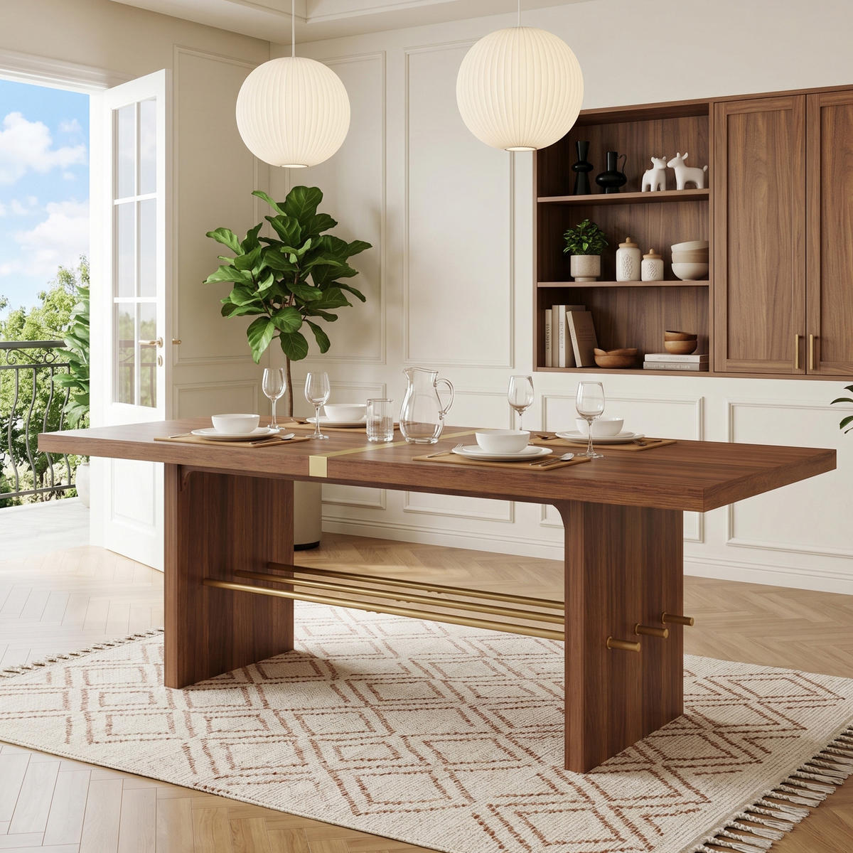 ESSTISCH 180cm Walnuss Gold Modern Design 4cm Tischplatte - Walnussfarben, Holzwerkstoff (75/180/75cm) - FLIEKS
