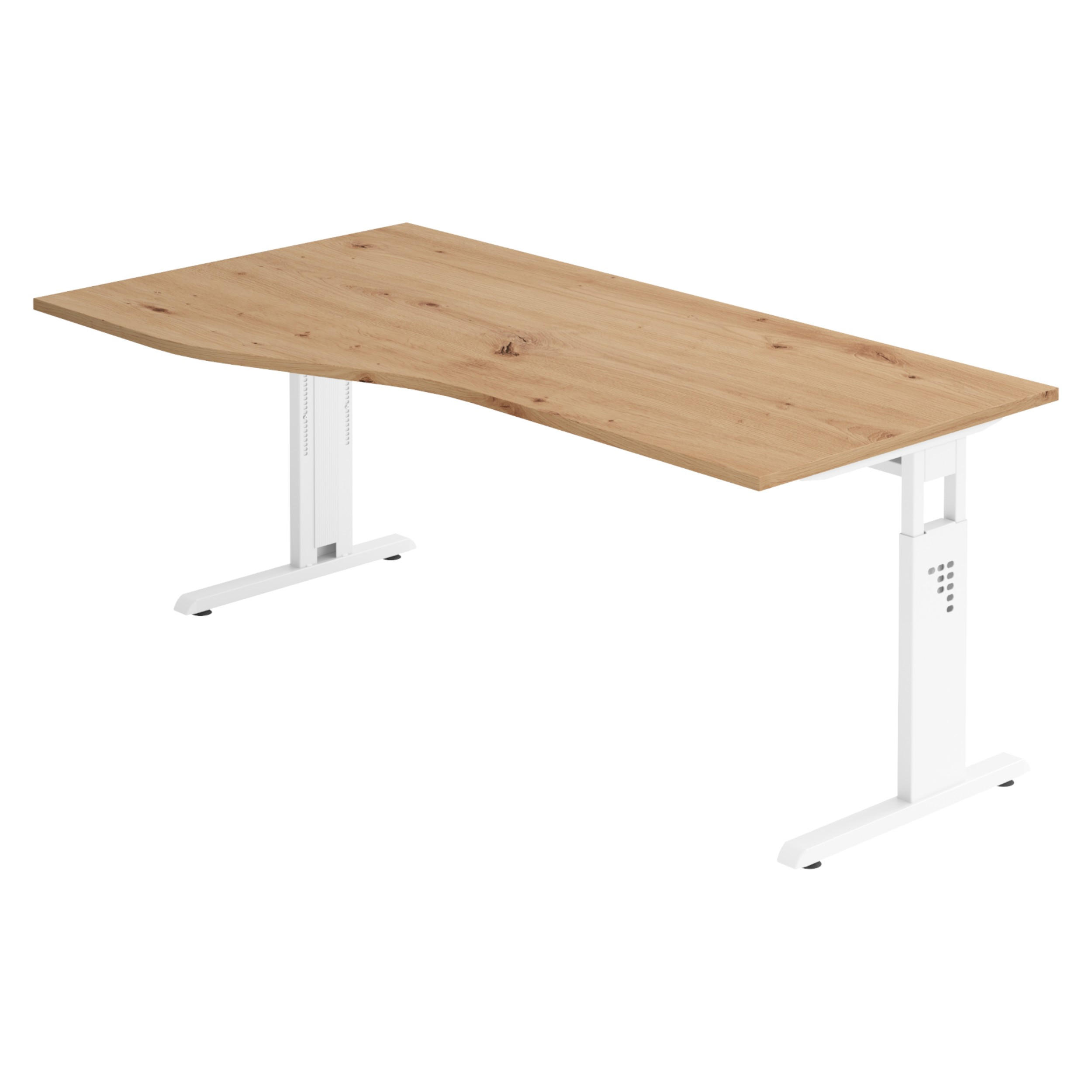 bümö Schreibtisch Wildeiche, Weiß 180x74x100 cm