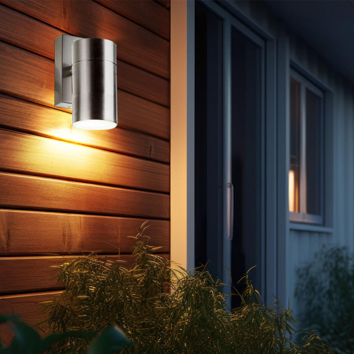 LED AUSSEN-WANDLEUCHTE Edelstahl Silber - Silberfarben, Metall (6/10/6cm)