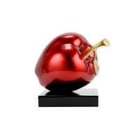 SKULPTUR Gold 18/16 cm - Rot/Goldfarben, Stein (1.55/16/13cm) - KUNSTLOFT