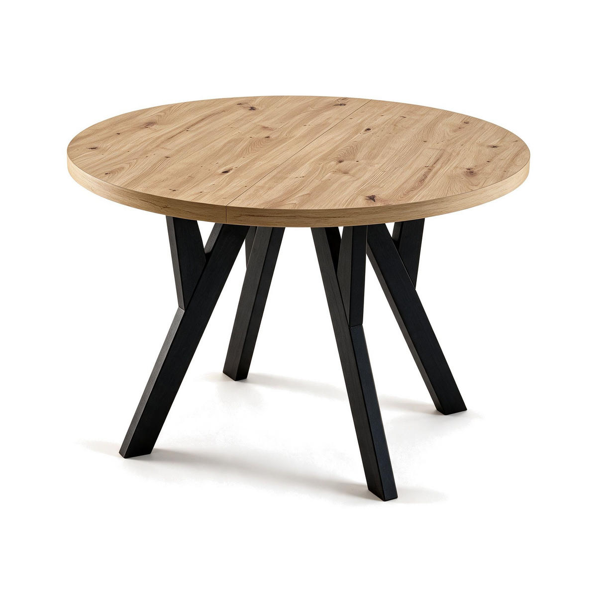 ESSTISCH ausziehbar rund 90-190 cm ATO Aristan, Auszugstisch mit Einlegeplatte - Dunkelbraun/Schwarz, Holzwerkstoff (90/90/77cm) - VENASI MÖBEL