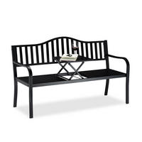 GARTENBANK - Schwarz, Metall (150/90/57.5cm) - Relaxdays
